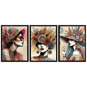 UV 3li Set Renkli Kadınlar Tablo 80x180cm