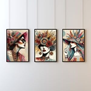 UV 3li Set Renkli Kadınlar Tablo 80x180cm