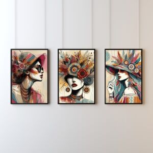 UV 3li Set Renkli Kadınlar Tablo 80x180cm
