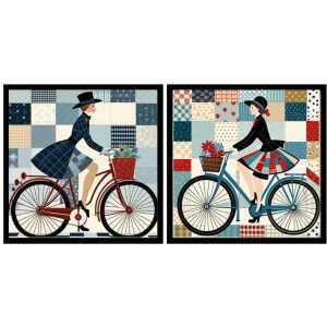 UV 2li Set Bisikletli Kadınlar Tablo 85x170cm