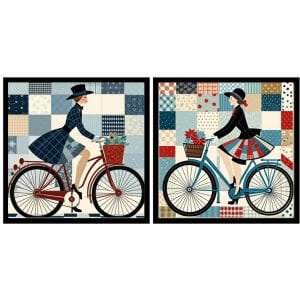 UV 2li Set Bisikletli Kadınlar Tablo 85x170cm