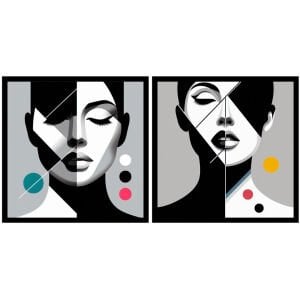 UV 2li Set Soyut Kadınlar Tablo 85x170cm