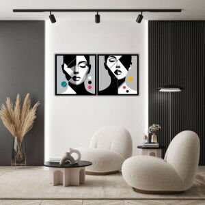 UV 2li Set Soyut Kadınlar Tablo 85x170cm