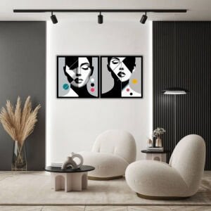 UV 2li Set Soyut Kadınlar Tablo 85x170cm