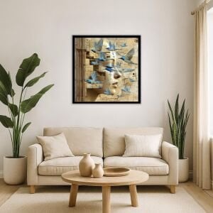 UV Kuşlar ve Kadın Tablo 85x85cm