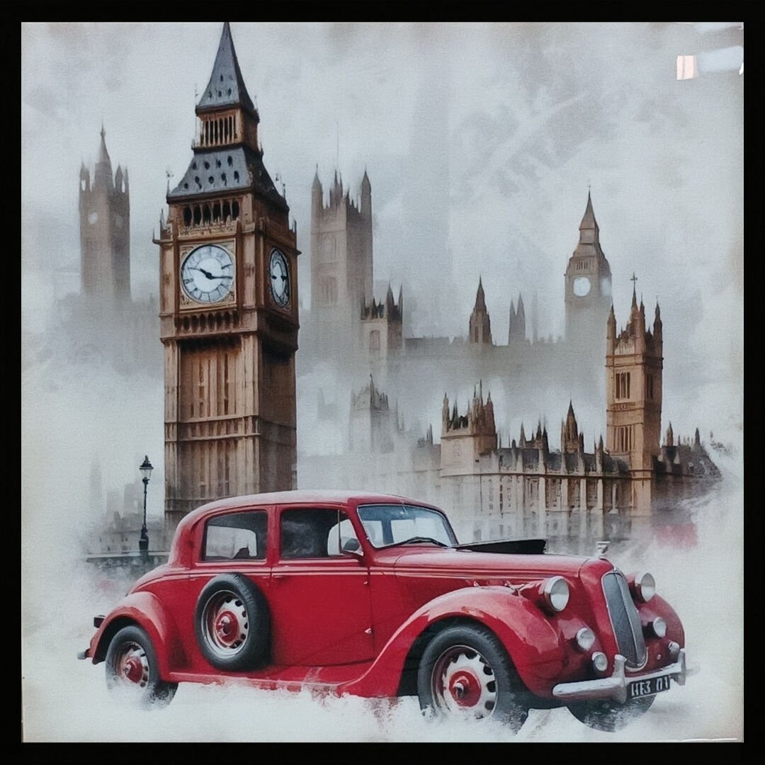 Epoksi Klasik Araç Tablo 85x85cm