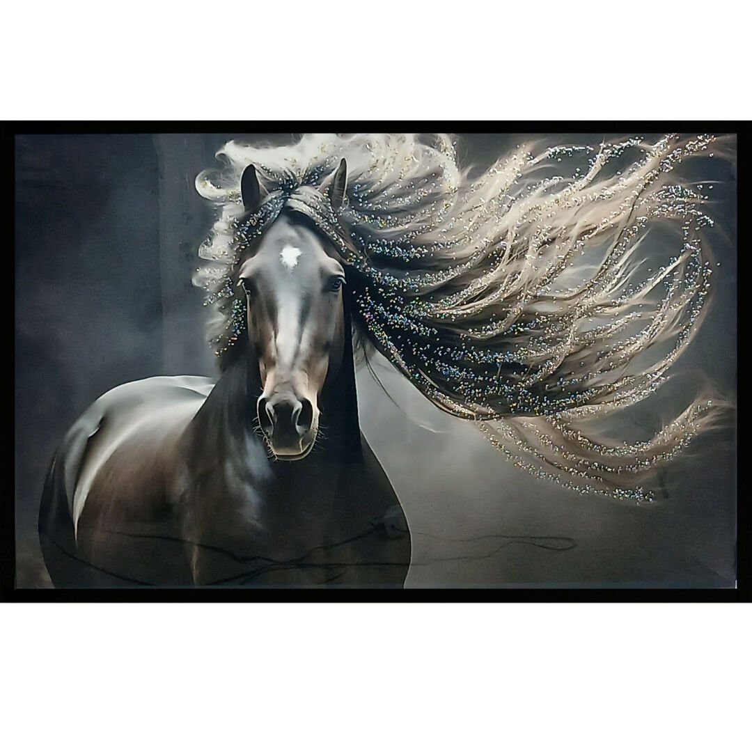 Epoksi Siyah At Tablo 75x115cm