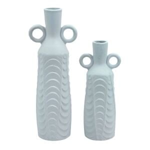 2li Set Kulaklı Vazo Beyaz 13x36cm