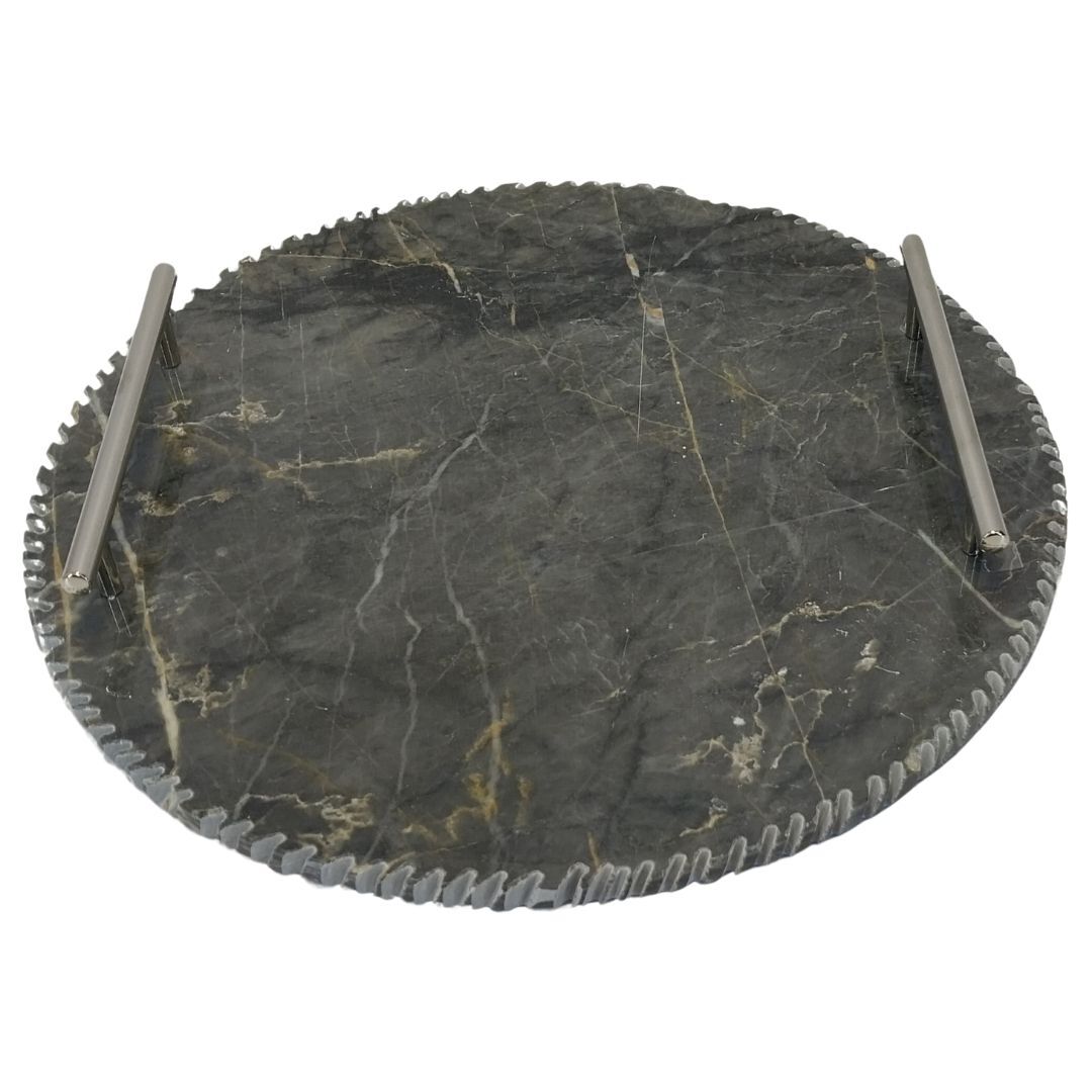 Mermer Tırtıllı Tepsi Siyah 29cm