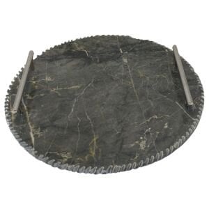 Mermer Tırtıllı Tepsi Siyah 29cm