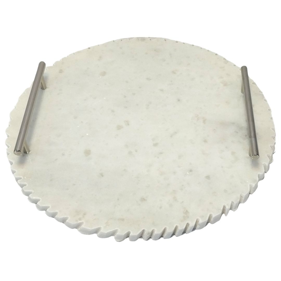 Mermer Tırtıllı Tepsi Beyaz 29cm
