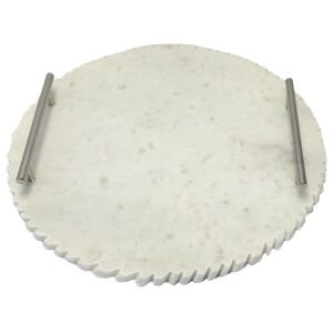 Mermer Tırtıllı Tepsi Beyaz 29cm