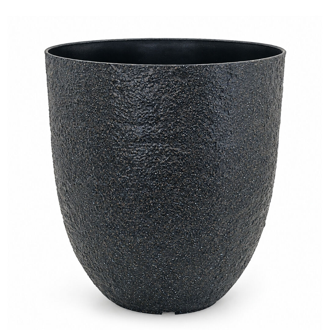 Beton Efektli Plastik Saksı 32x34cm Siyah