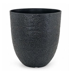Beton Efektli Plastik Saksı 32x34cm Siyah