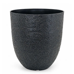 Beton Efektli Plastik Saksı 32x34cm Siyah