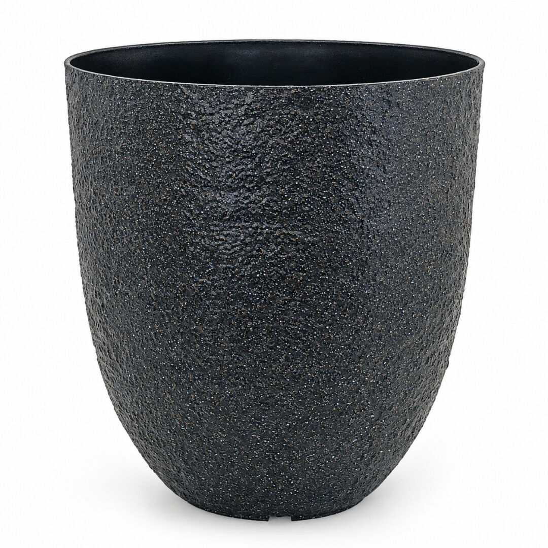 Beton Efektli Plastik Saksı 37x40cm Siyah