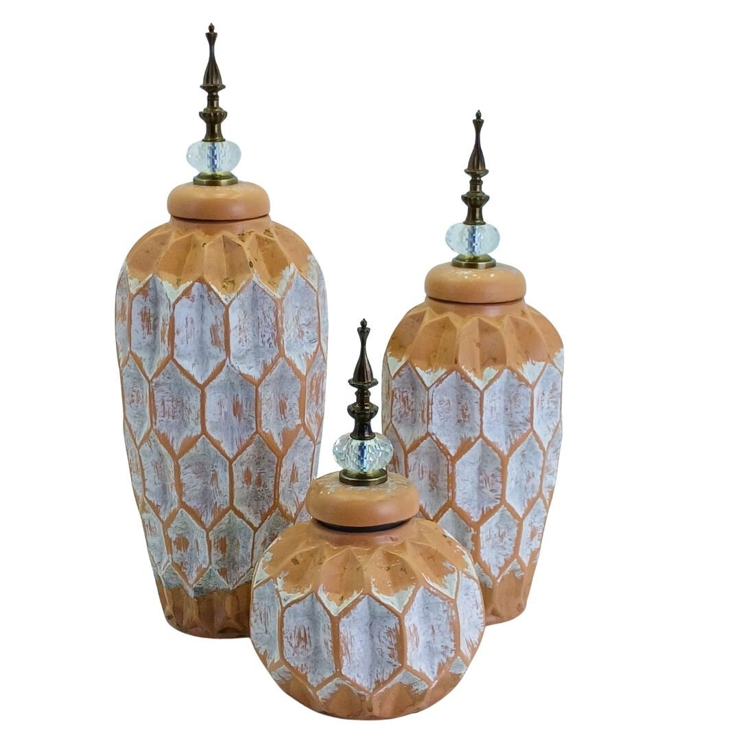 3lü Set Eskitme Küp 17x44cm