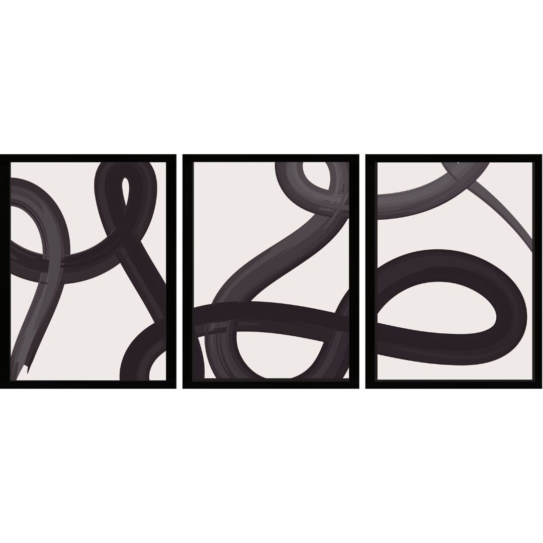 UV 3lü Set Soyut Tablo 80x180cm