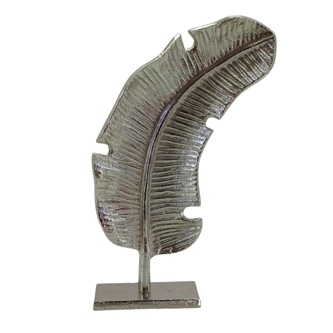 Döküm Yaprak Obje Gümüş 20x33cm
