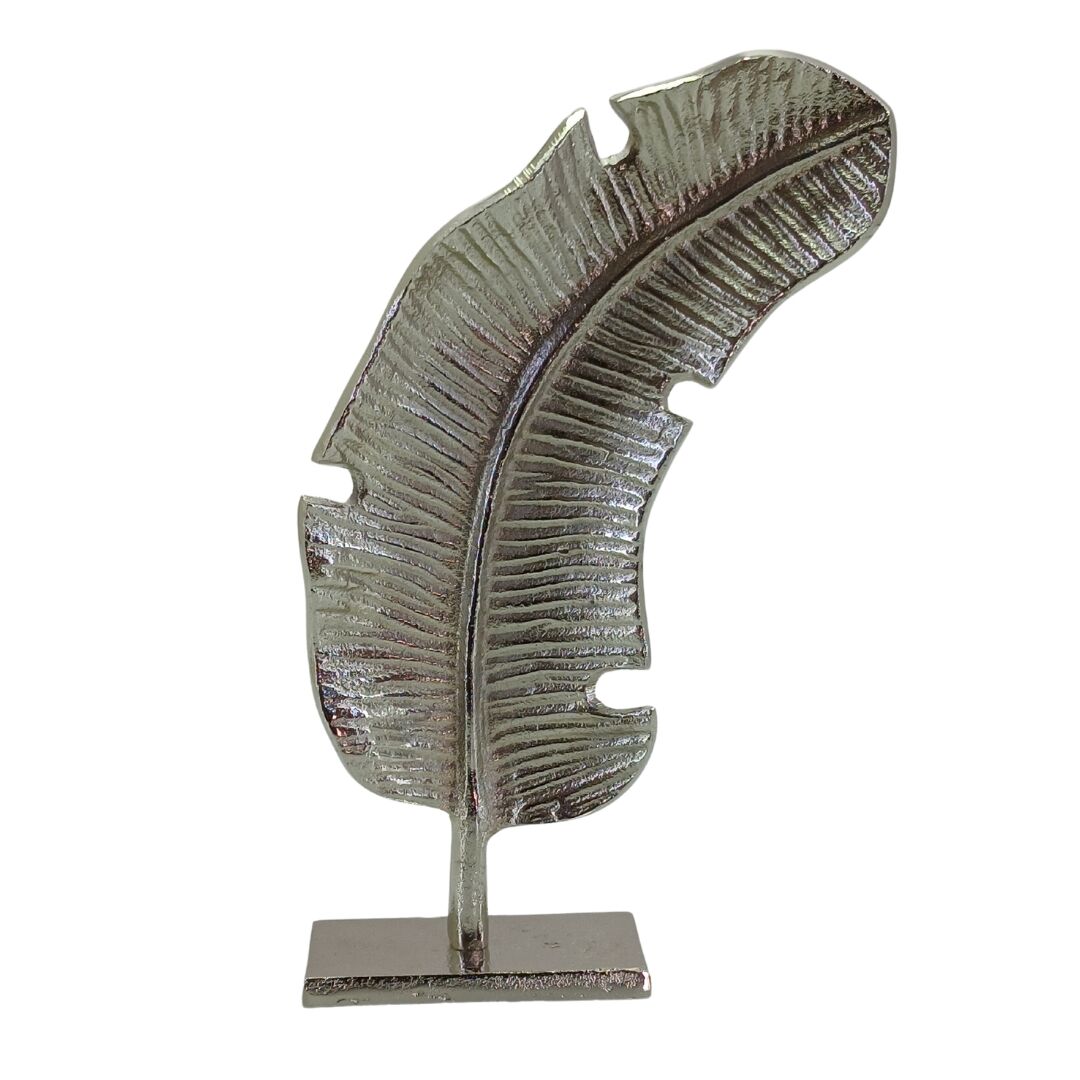 Döküm Yaprak Obje Gümüş 20x33cm