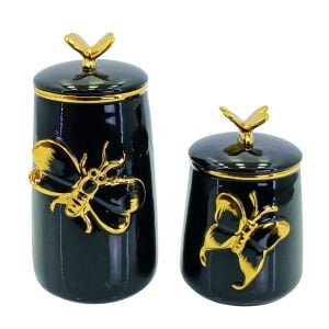 2li Set Kelebekli Seramik Kutu 10x24cm