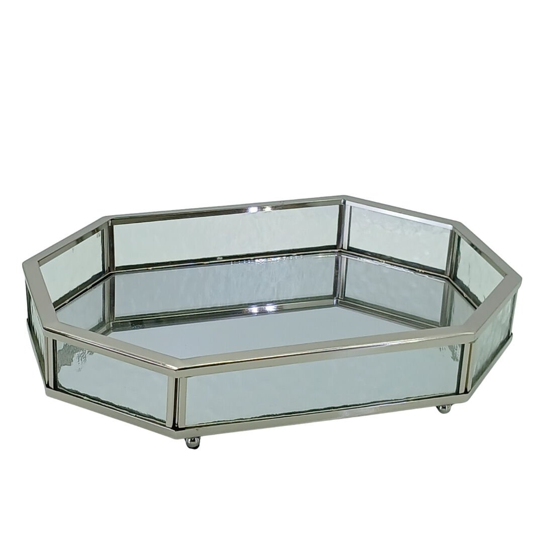 Buzlu Cam Metal Tepsi 29x41cm