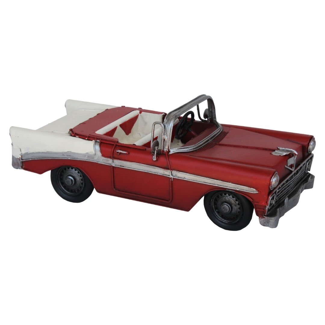 Retro Metal Kırmızı Araba 11x32cm