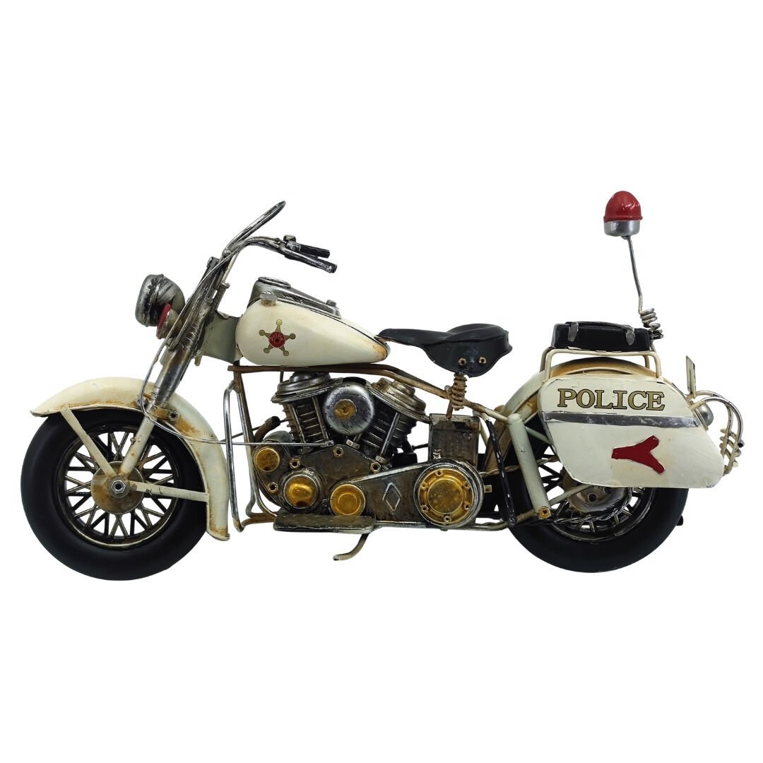 Retro Metal Polis Motosikleti 20x40cm