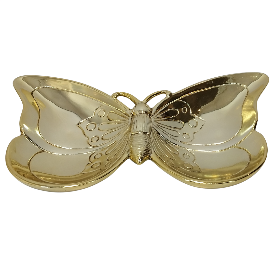 Kelebek Dekor Tabak Altın 20x37cm