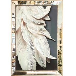 Aynalı Epoksi Yapraklar Tablo 84x123cm