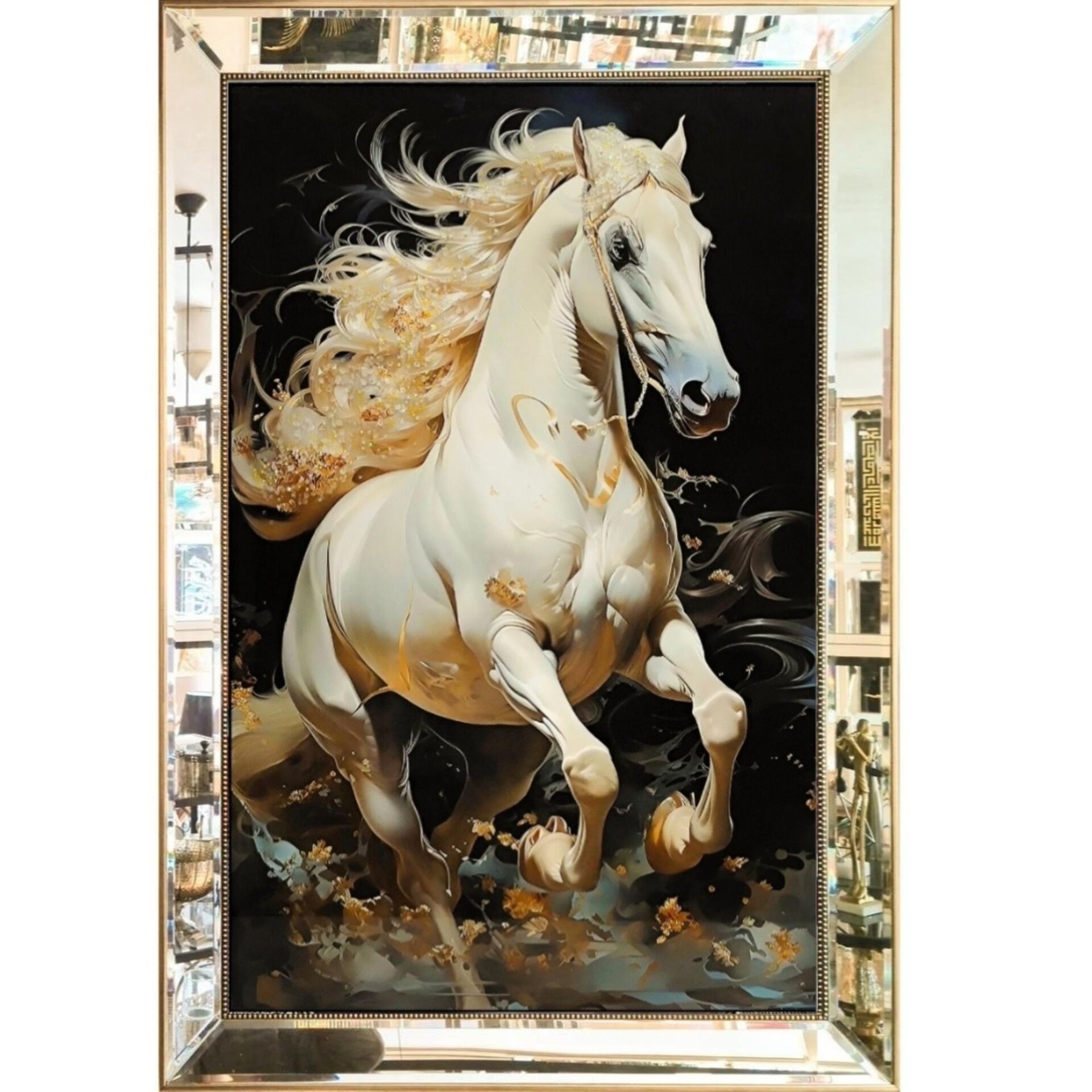 Aynalı Epoksi At Tablo 84x123cm
