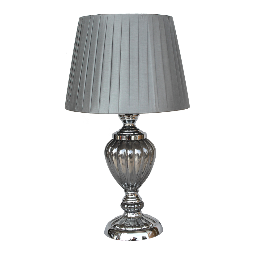 Abajur Cam Gümüş 30x54cm