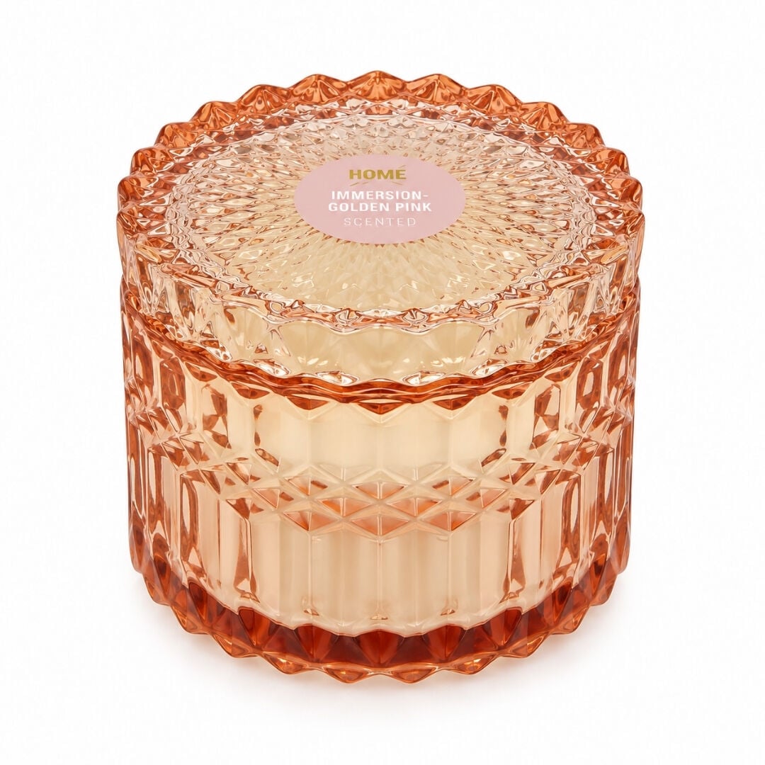 Kapaklı Jar Mum Kokulu 11x11cm Pink