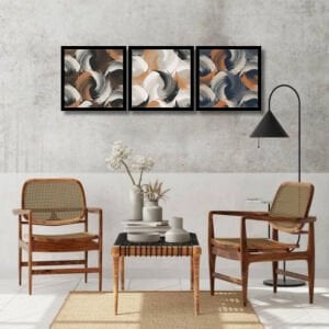 UV 3lü Set Soyut Tablo 48x144cm