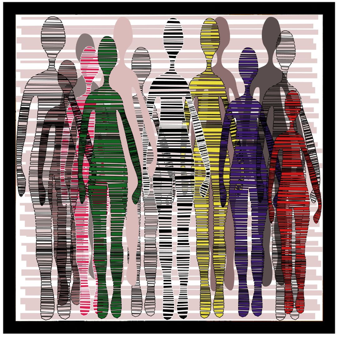 UV Renkli İnsanlar Tablo 85x85cm