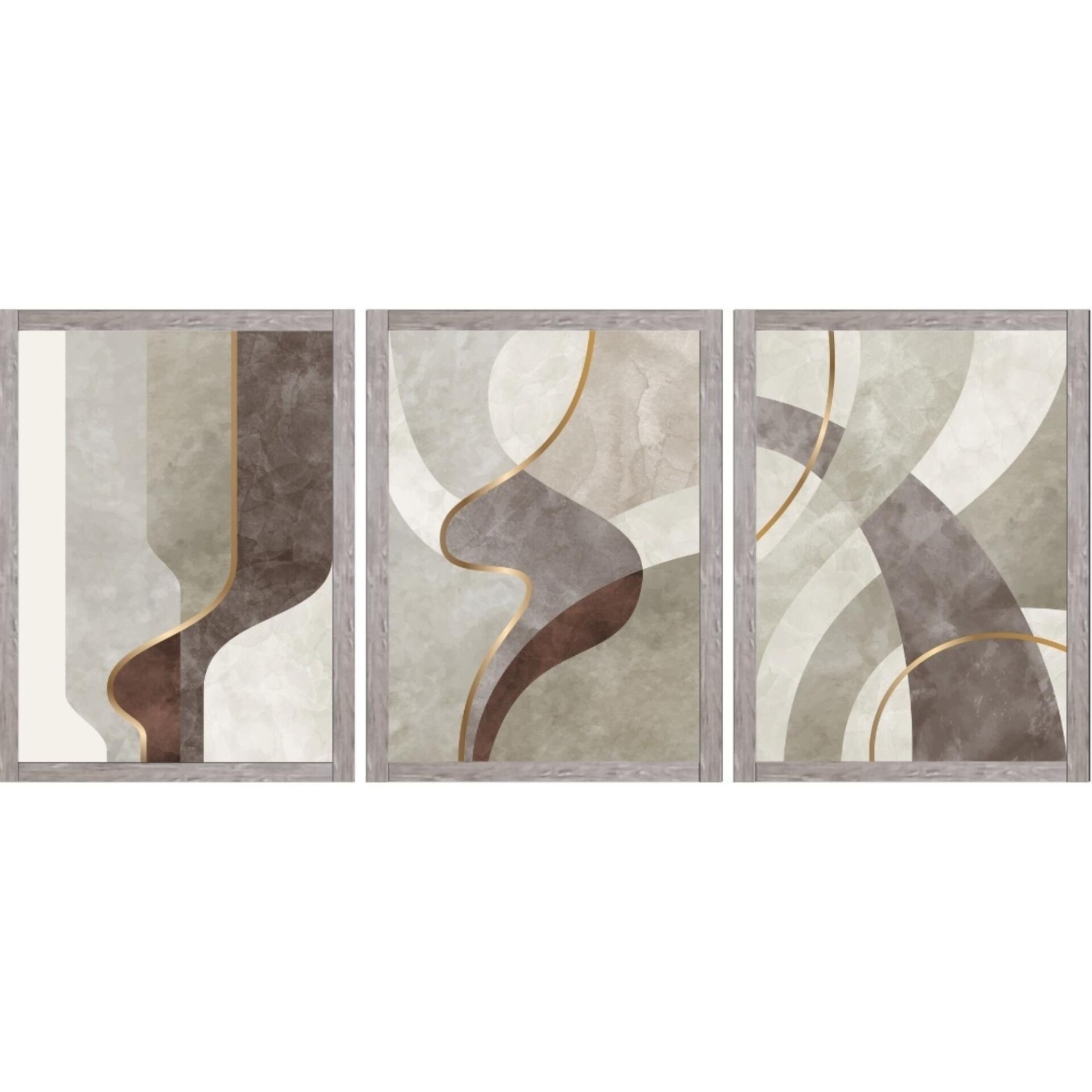 UV 3lü Set Soyut Tablo 80x180cm