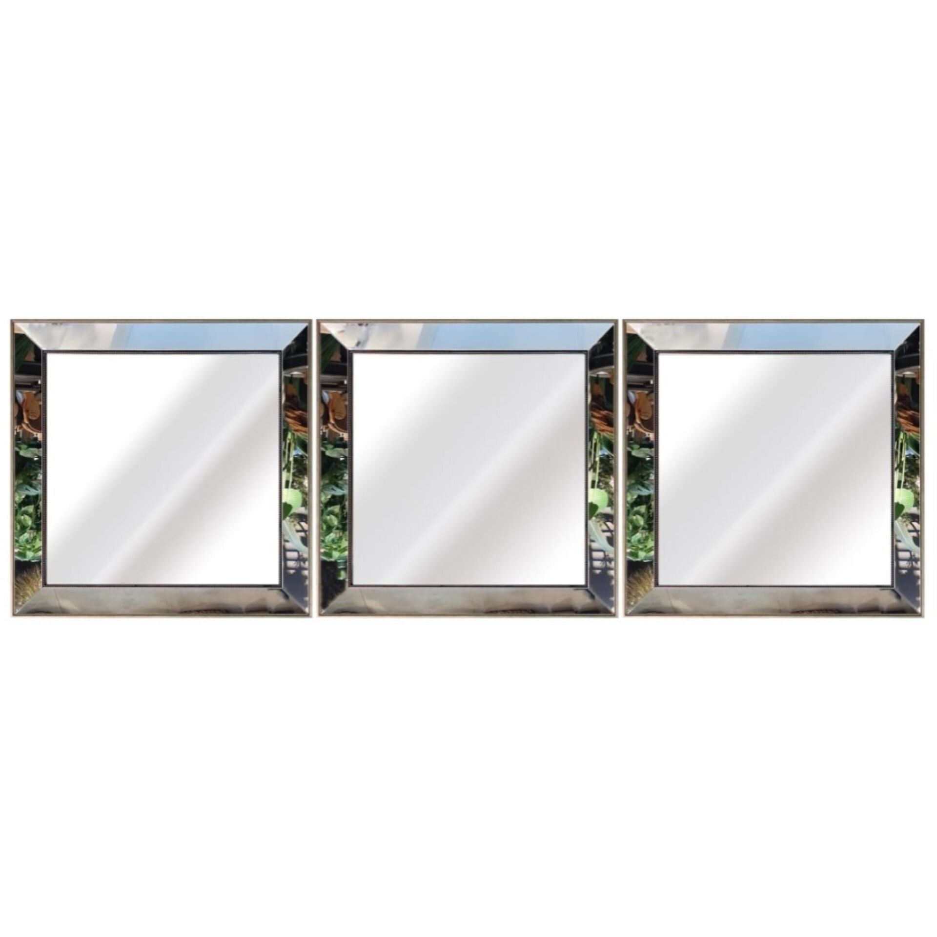 3lü Set Dekor Ayna Gümüş 56x168cm