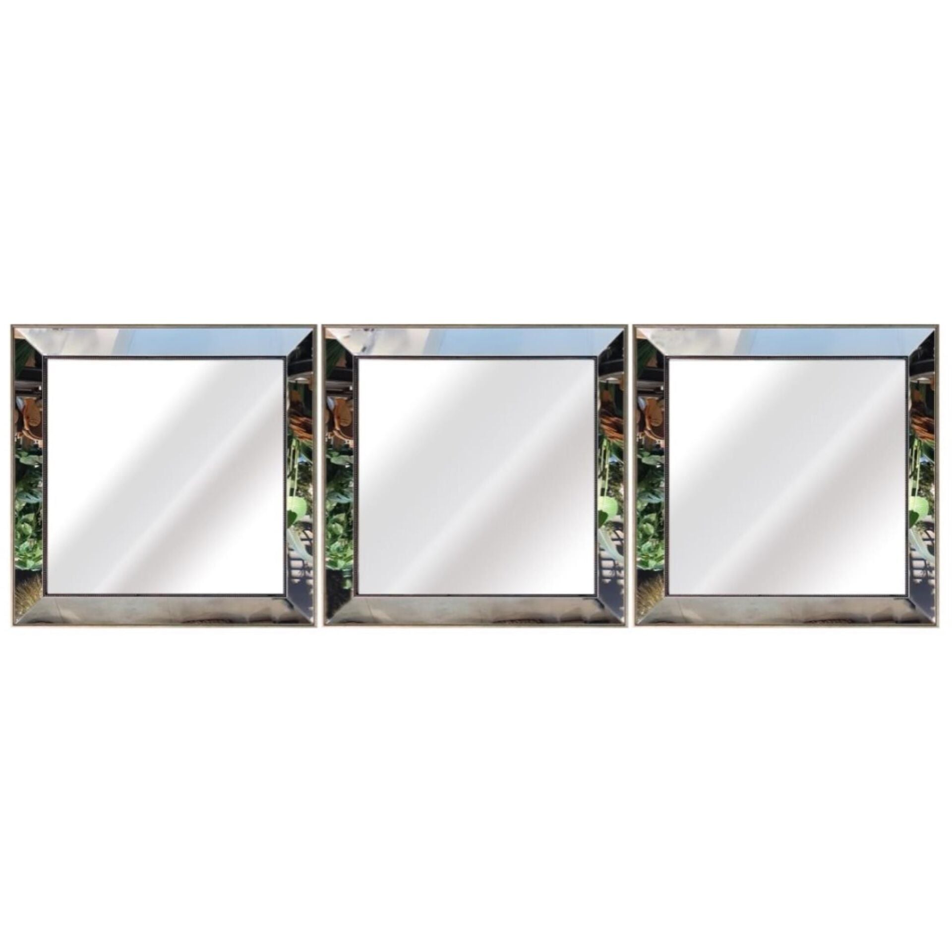 3lü Set Dekor Ayna Gümüş 56x168cm