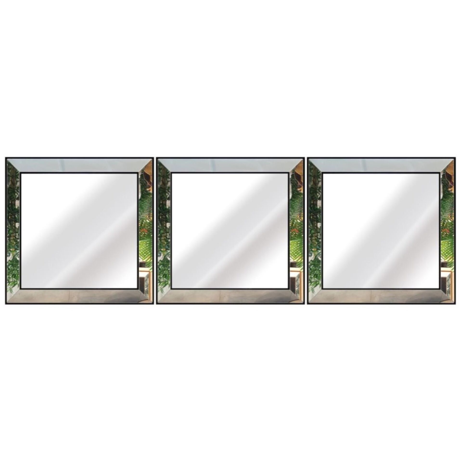 3lü Set Dekor Ayna Siyah 56x168cm