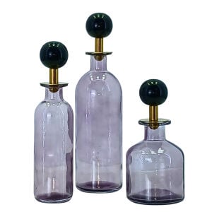 3lü Set Cam Şişe Mor 7x26cm