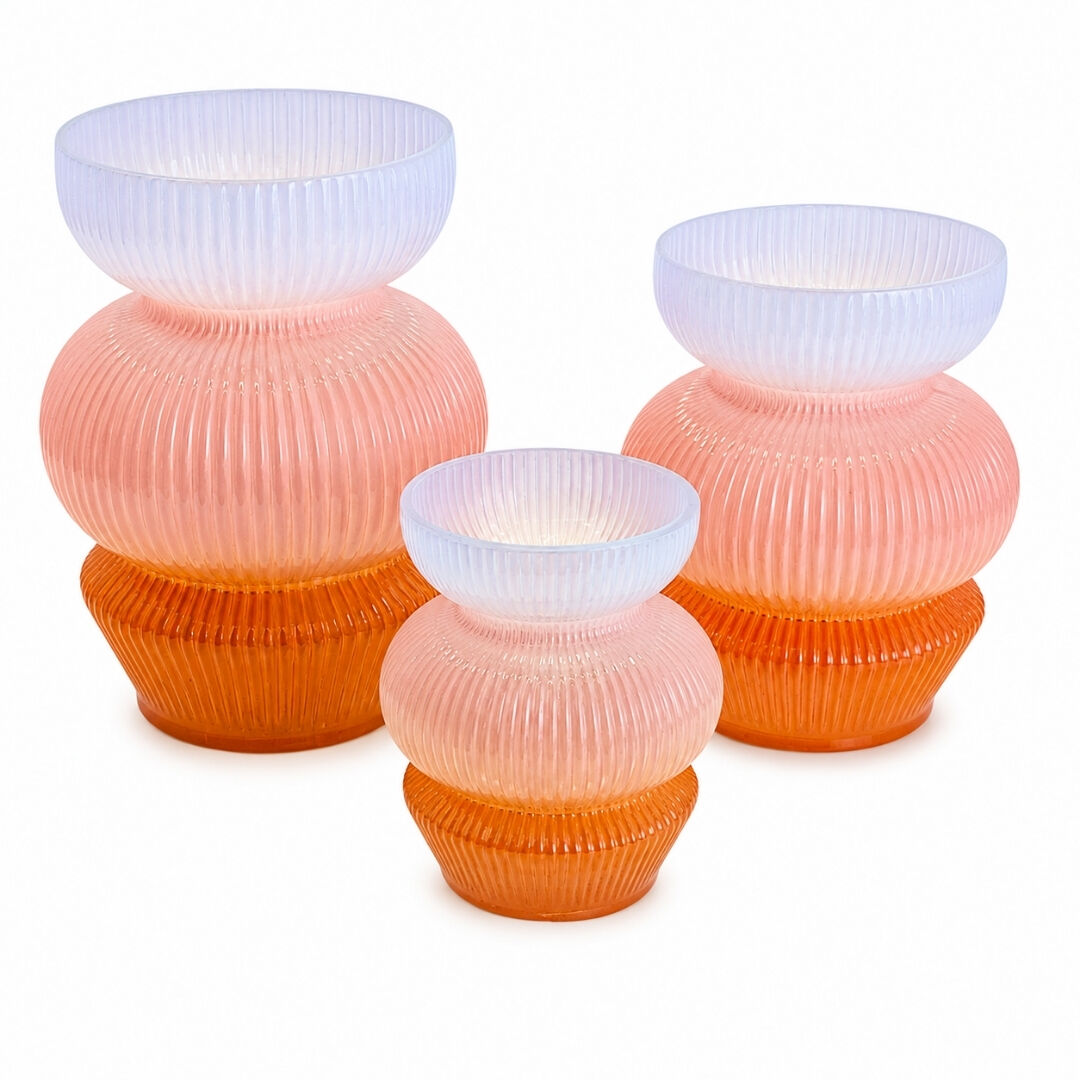 3lü Set Pink Cam Vazo 20x25cm