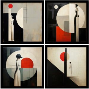 UV 4lü Set Kadınla Tablo 96x96cm