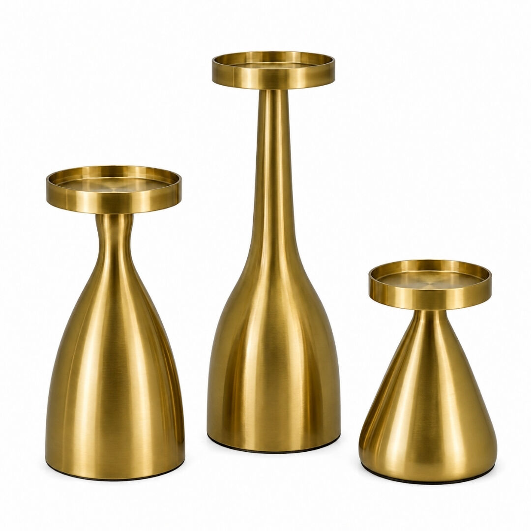 3lü Set Metal Şamdan 11x29cm