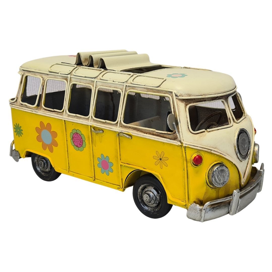 Retro Metal Minibüs Sarı 12x28cm