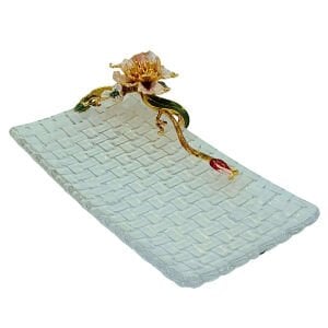 Çiçekli Cam Tabak 14x28cm