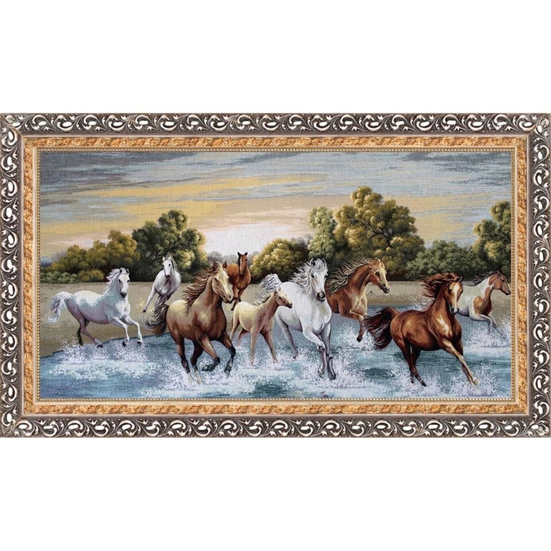 Goblen Ahşap Kızıl Atlar Tablo 80x140cm