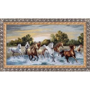 Goblen Ahşap Kızıl Atlar Tablo 80x140cm