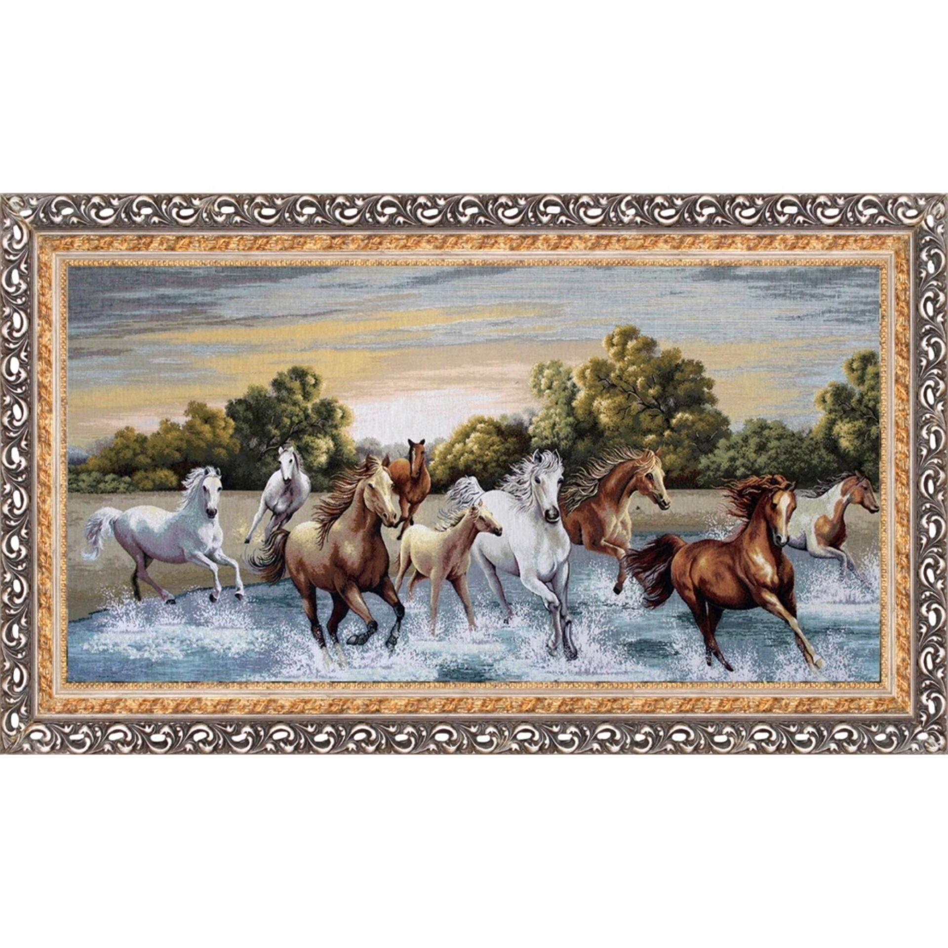 Goblen Ahşap Kızıl Atlar Tablo 80x140cm