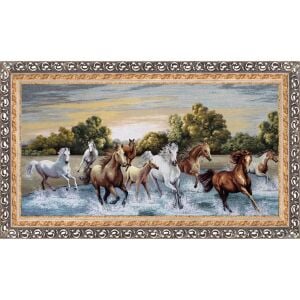 Goblen Ahşap Kızıl Atlar Tablo 80x140cm