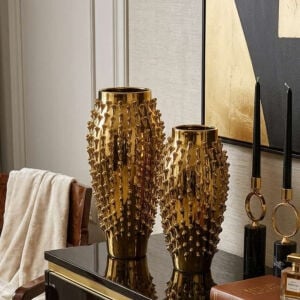 2li Set Gold Seramik Vazo 23x47cm